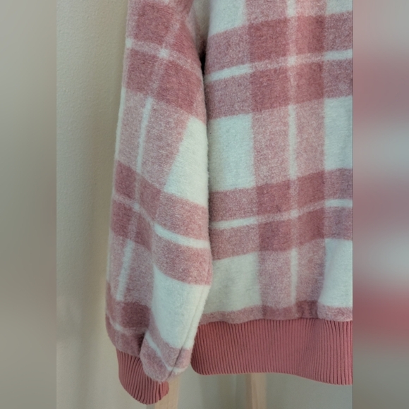 NWOT Universal Thread Women's Pink and White Plaid Bomber Jacket, Sz M - Picture 8 of 10